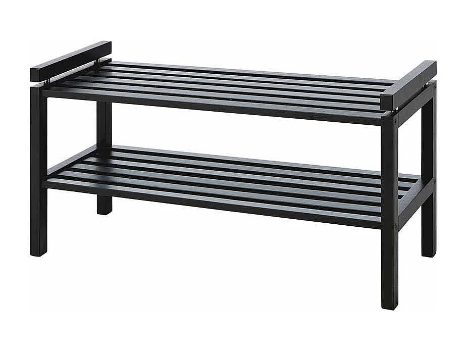 Schuhregal in Schwarz Eiche Massivholz