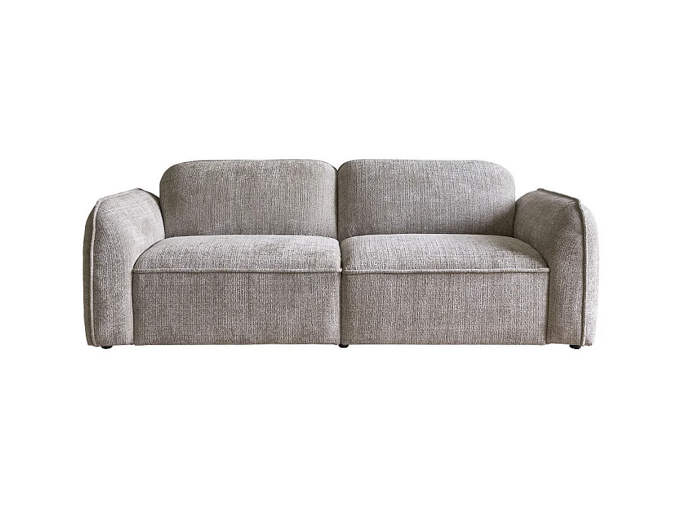 Canapé droit 3 places en velours texturé beige