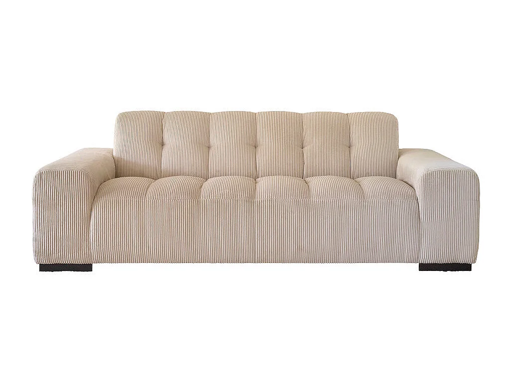 Sofá recto de 3 plazas de terciopelo color crudo