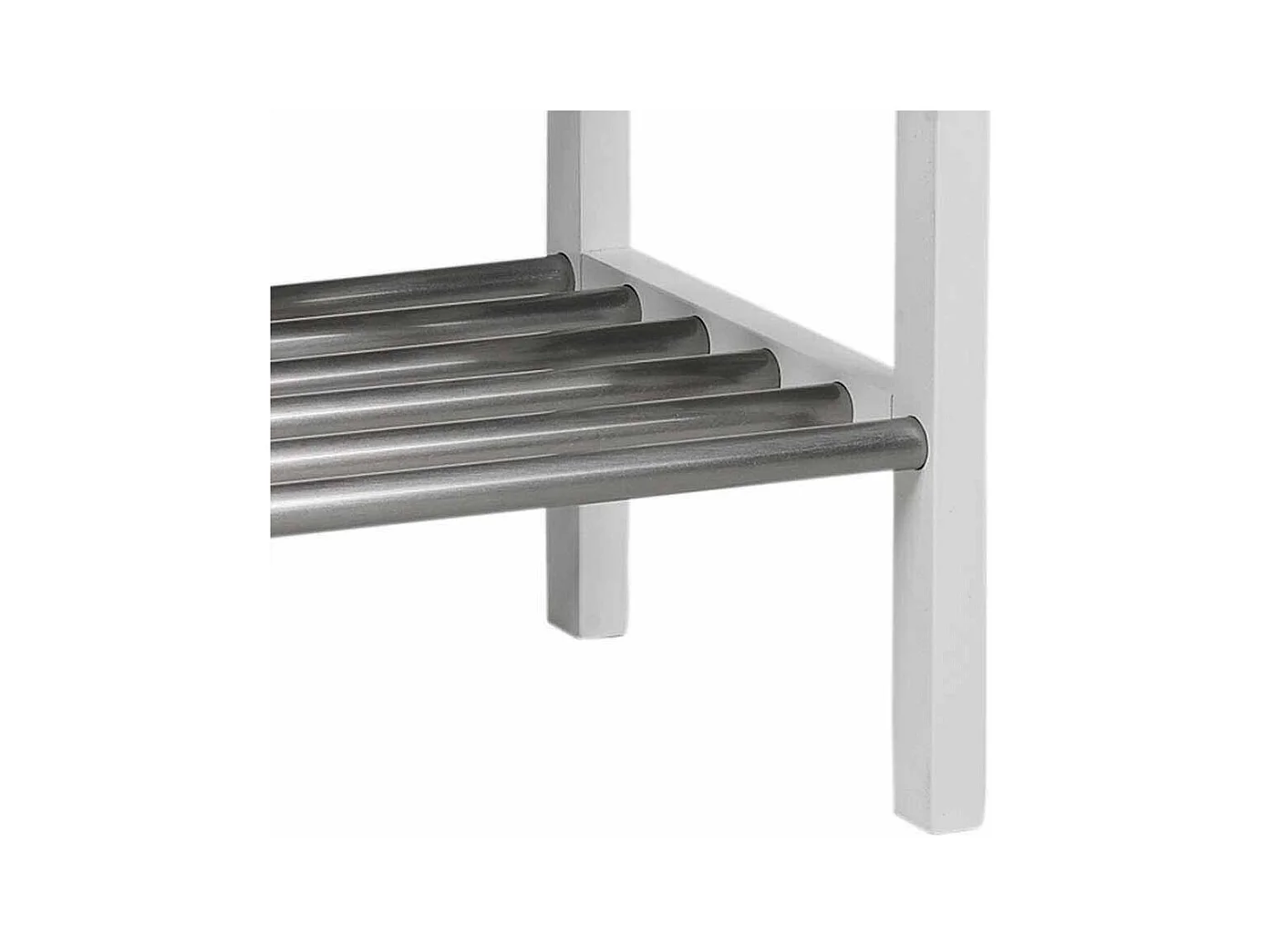 Schuhregal in Weiß Eiche massiv Edelstahl