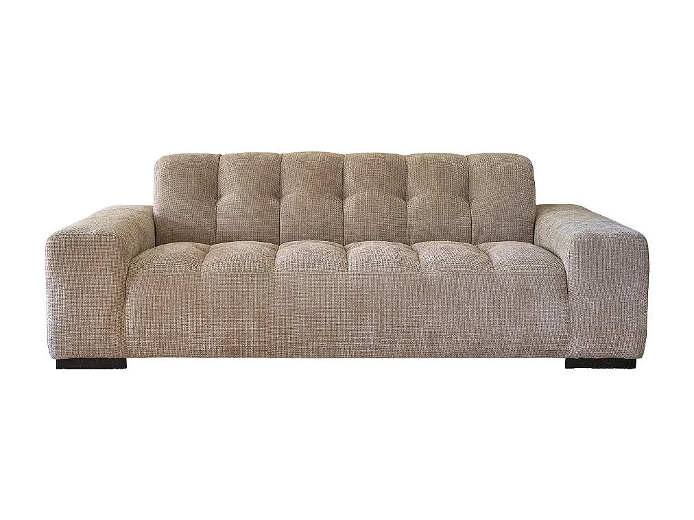 Divano lineare a 3 posti in velluto intrecciato beige