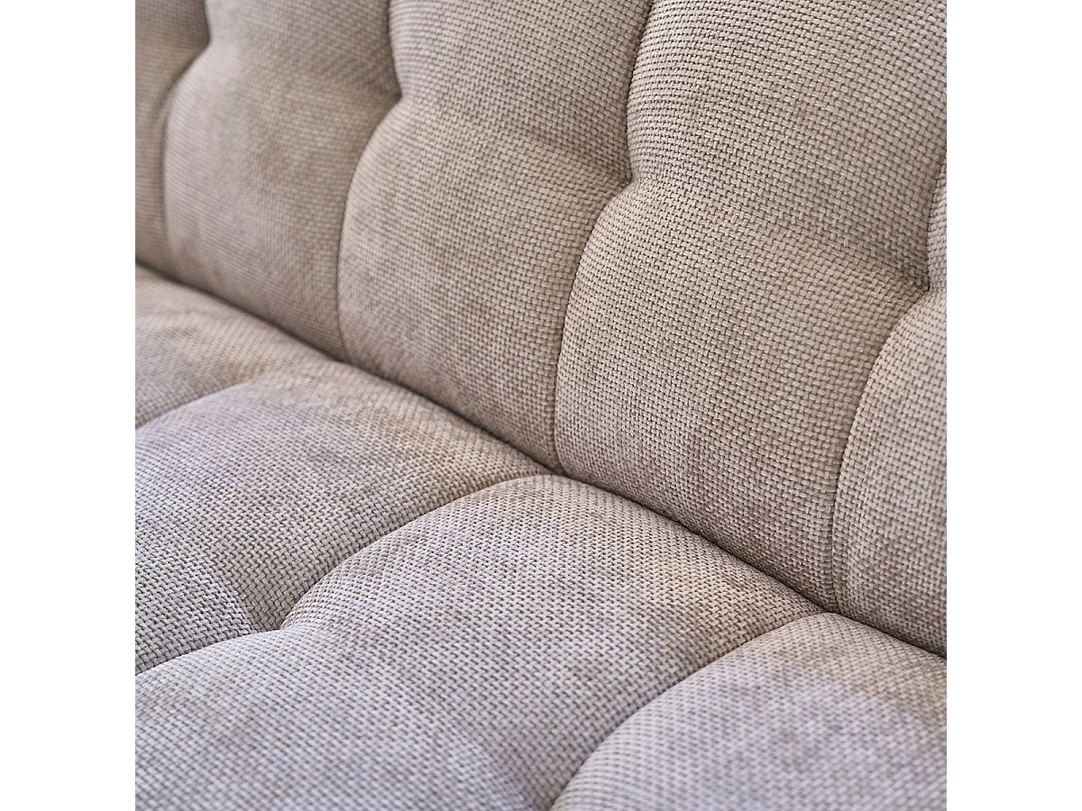 Divano lineare a 3 posti in velluto intrecciato beige