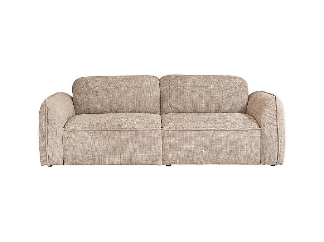 Canapé droit 3 places en velours tressé beige