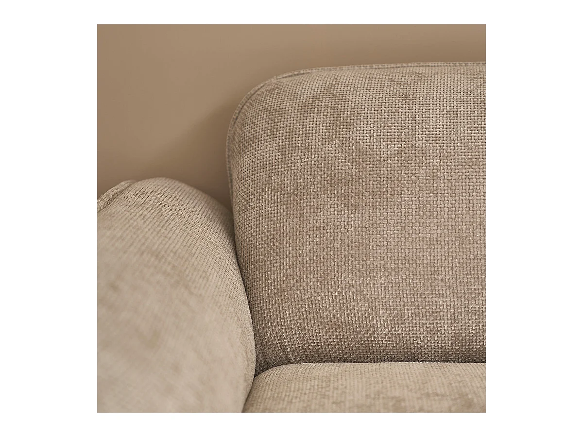 Canapé droit 3 places en velours tressé beige