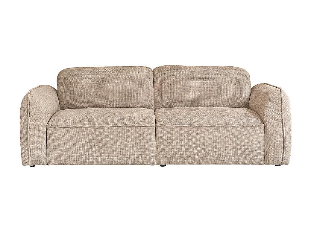 Sofá recto de 3 plazas de terciopelo trenzado beige