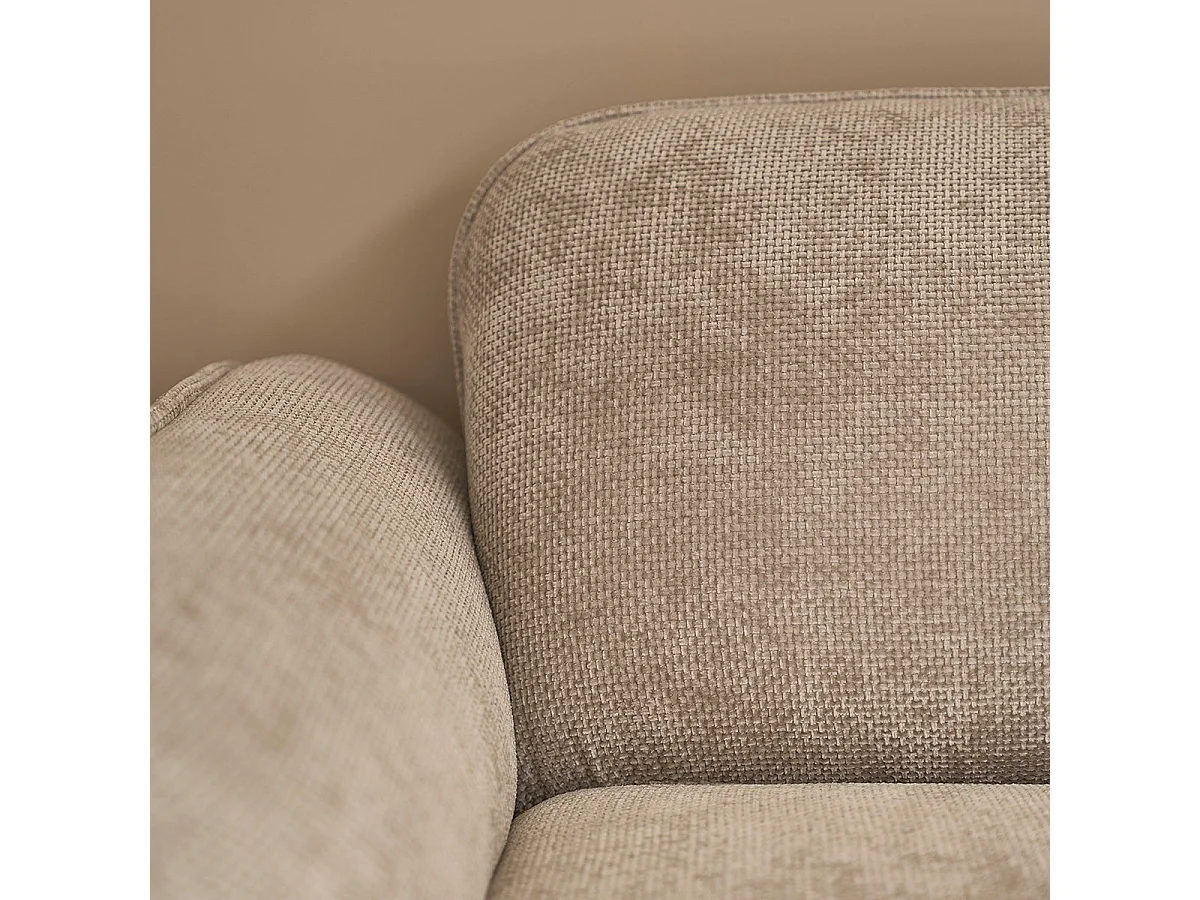 Sofá recto de 3 plazas de terciopelo trenzado beige