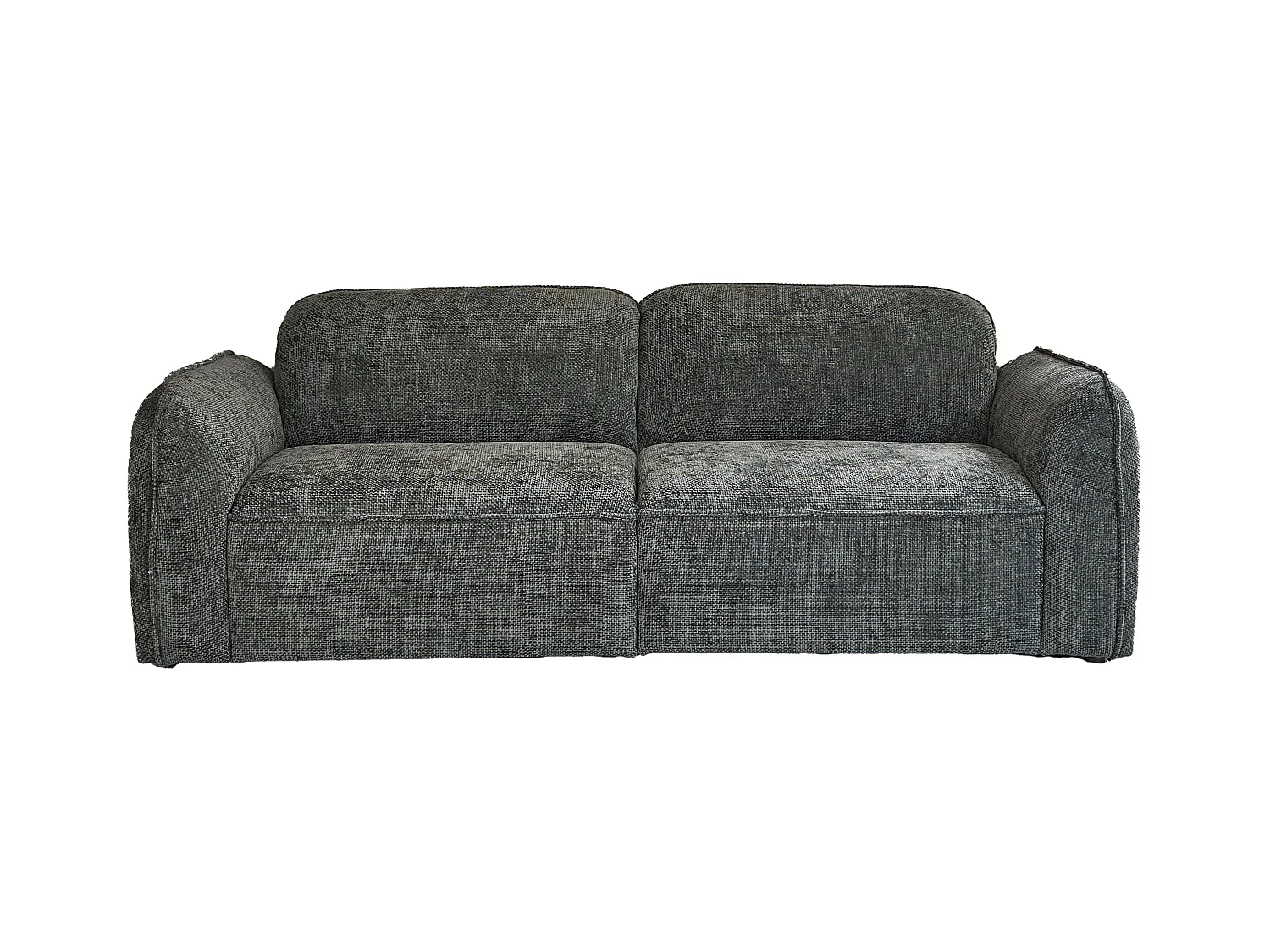 Canapé droit 3 places en velours tressé vert de gris