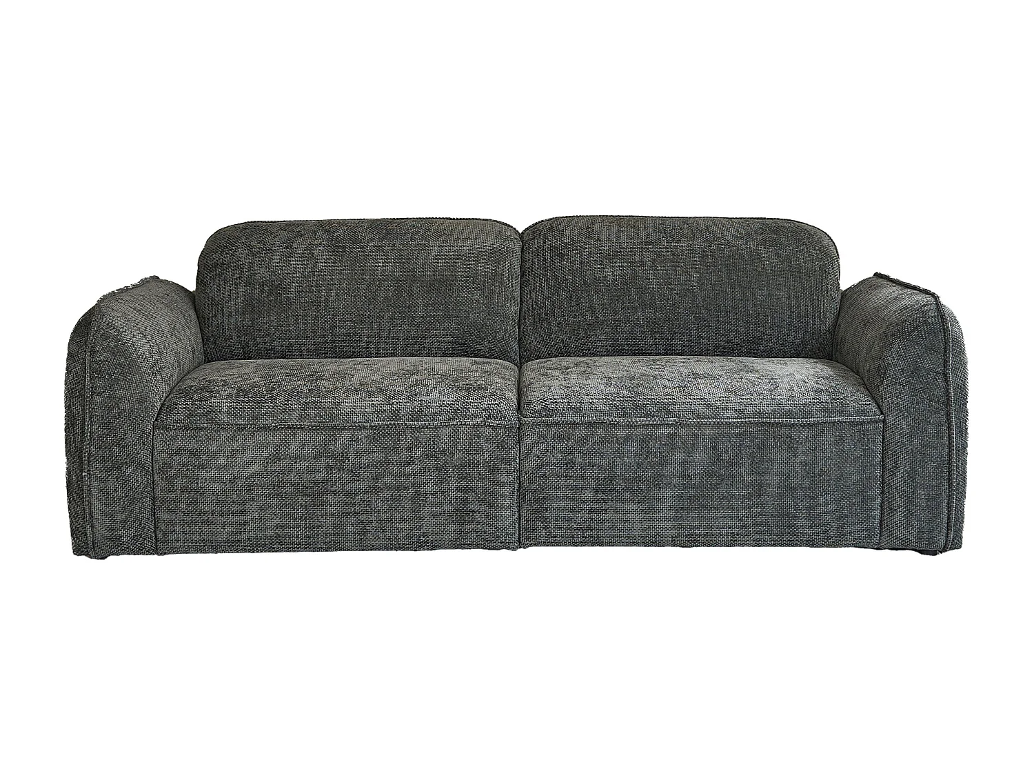 Divano lineare a 3 posti in velluto testurizzato grigio-verde