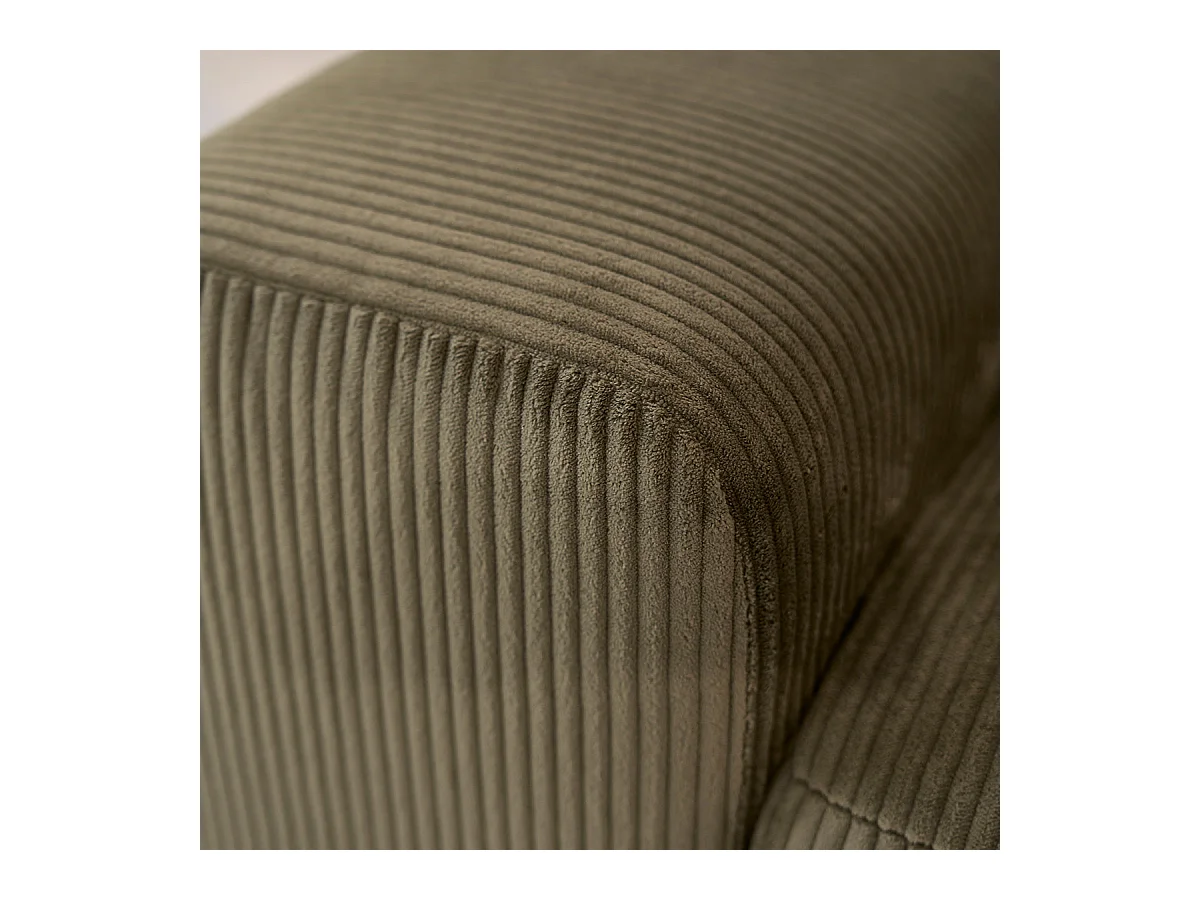 Canapé droit 4 places en velours côtelé kaki