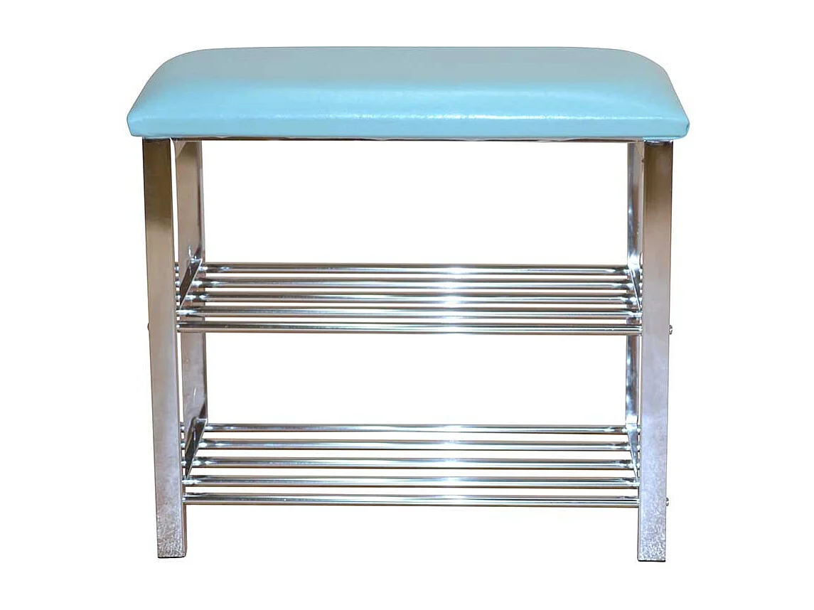 Schuhhocker in Türkis Kunstleder 2 Ablagen
