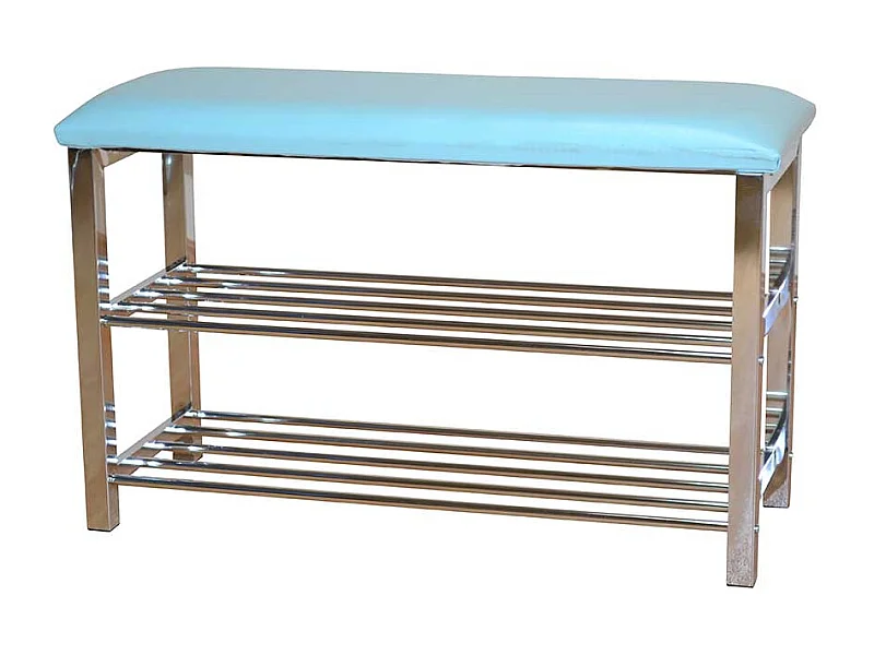 Schuhhocker in Türkis Kunstleder 2 Ablagen