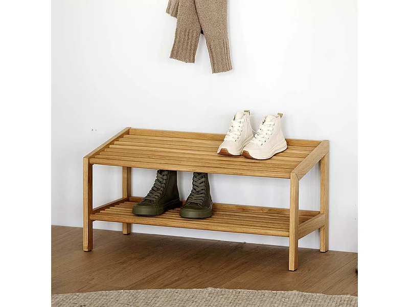 Regal f�r Schuhe im Skandi Design Eiche Massivholz