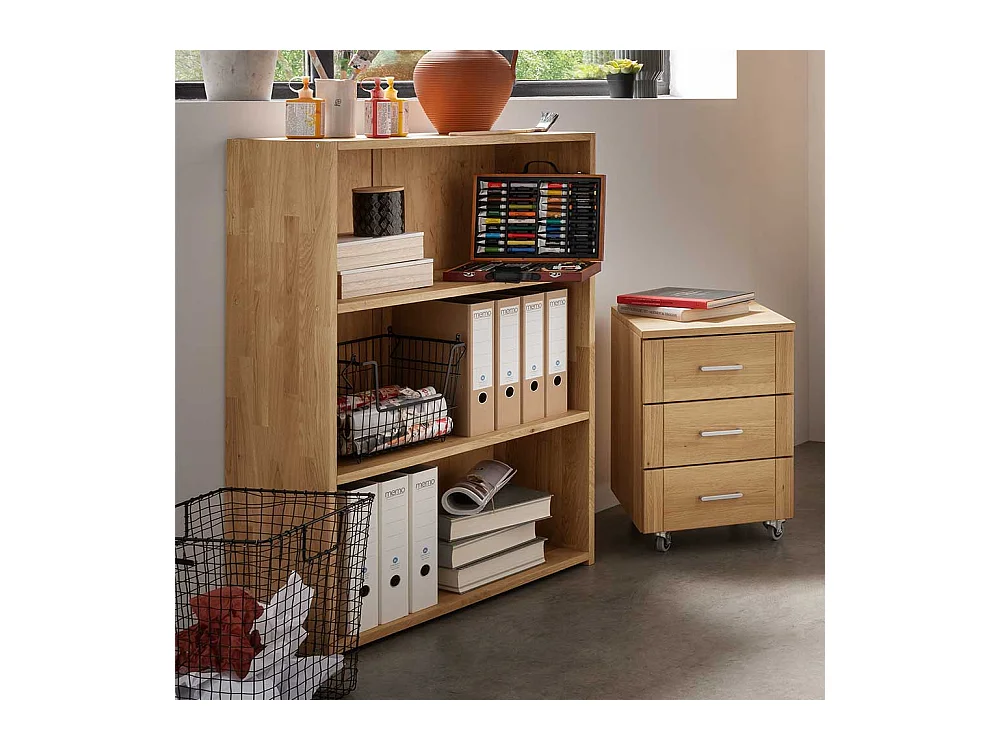 Ordnerregal Wildeiche geölt aus Massivholz 80 cm breit