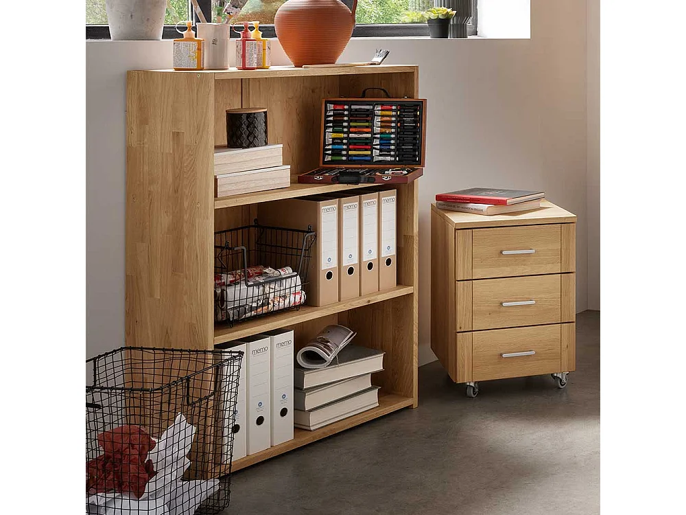 Ordnerregal Wildeiche geölt aus Massivholz 80 cm breit