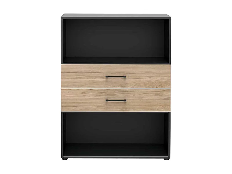 B�roregal mit Schubladen in Hickory Holzoptik Anthrazit