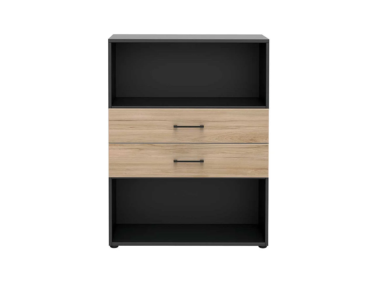 B�roregal mit Schubladen in Hickory Holzoptik Anthrazit