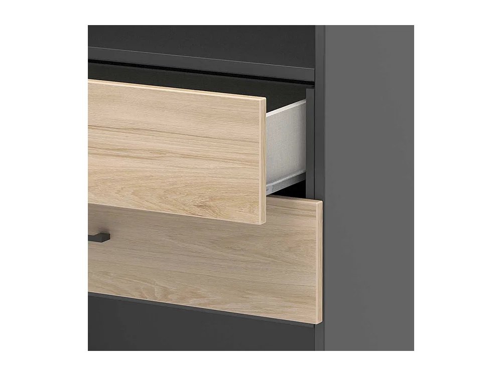 B�roregal mit Schubladen in Hickory Holzoptik Anthrazit