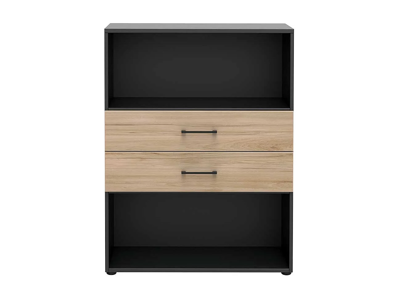 B�roregal mit Schubladen in Hickory Holzoptik Anthrazit