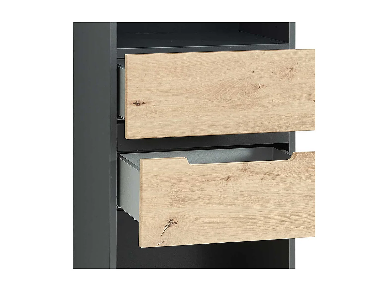 Büroregal Wand in Wildeichefarben Dunkelgrau (dreiteilig)