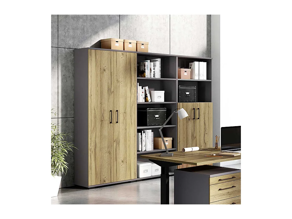 Büroregal in Dunkelgrau 80 cm breit