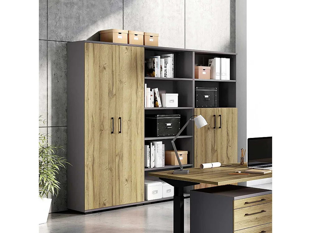 Büroregal in Dunkelgrau 80 cm breit