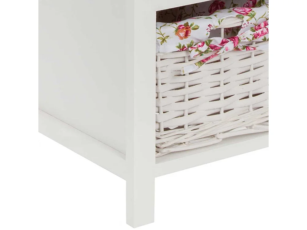 Holz Regal Landhaus mit drei Flechtkörben 69 cm hoch - 31 cm breit