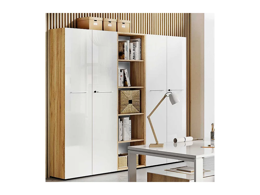 Büroregal in Weiß und Wildeiche Optik 50 cm breit