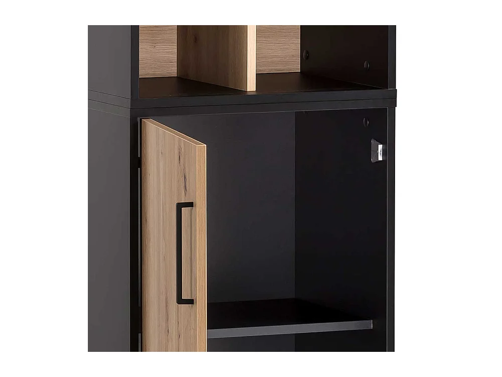 Standregal Büroregal in Wildeichefarben und Schwarz (zweiteilig)