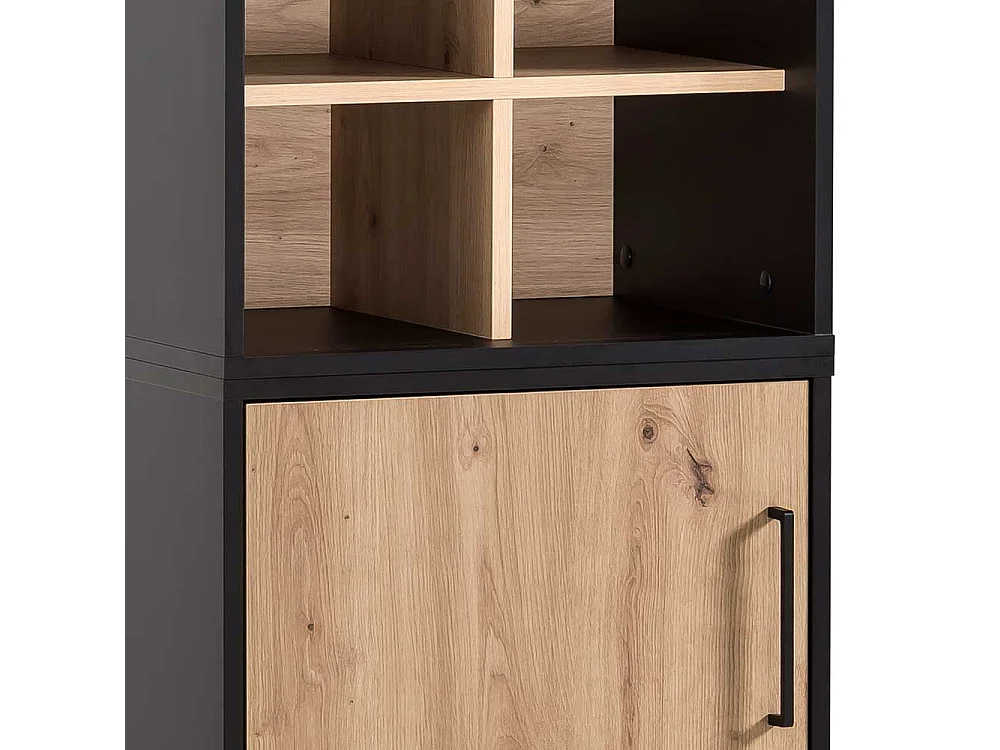 Standregal Büroregal in Wildeichefarben und Schwarz (zweiteilig)