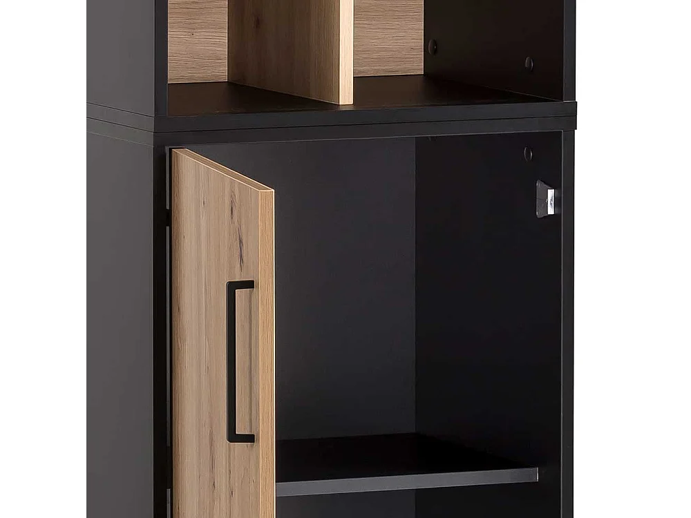 Standregal Büroregal in Wildeichefarben und Schwarz (zweiteilig)