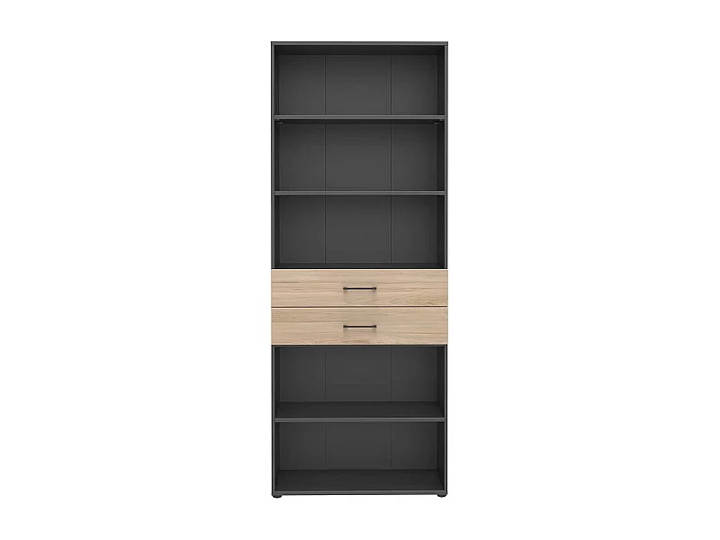 Hohes B�roregal mit zwei Schubladen R�ckwand