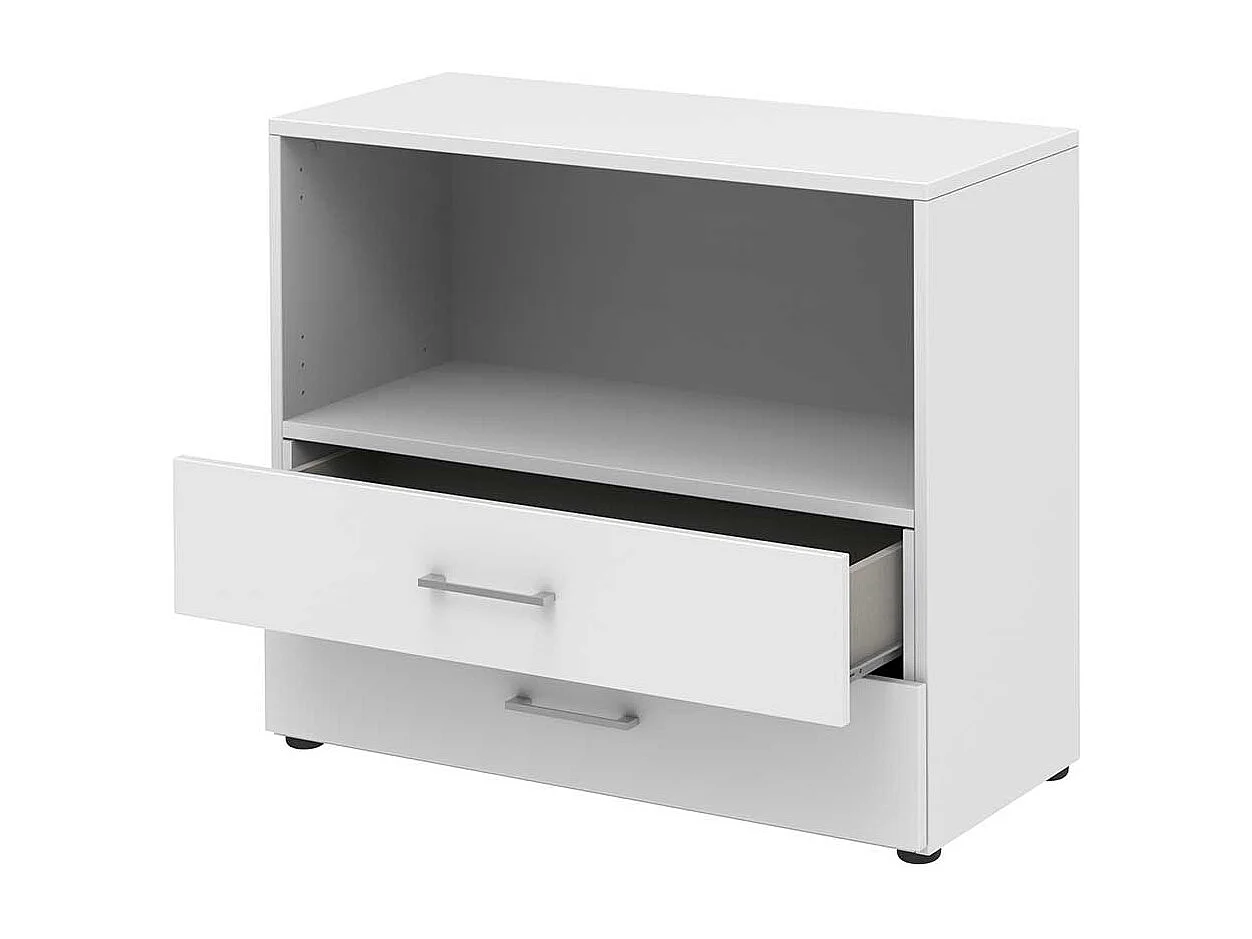 B�roregal wei� mit zwei Schubladen 72 cm hoch