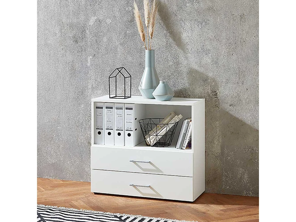 B�roregal wei� mit zwei Schubladen 72 cm hoch