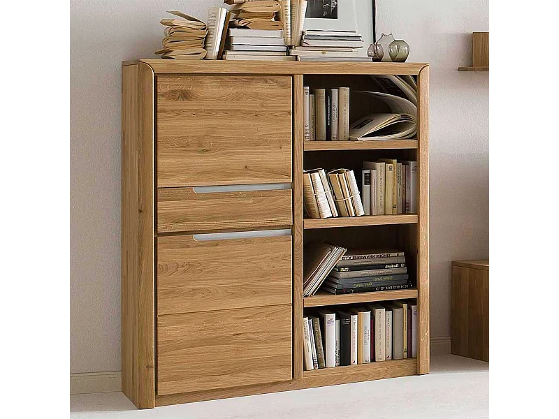 Echtholz Regal in Eiche Bianco geölt und gewachst zwei Türen