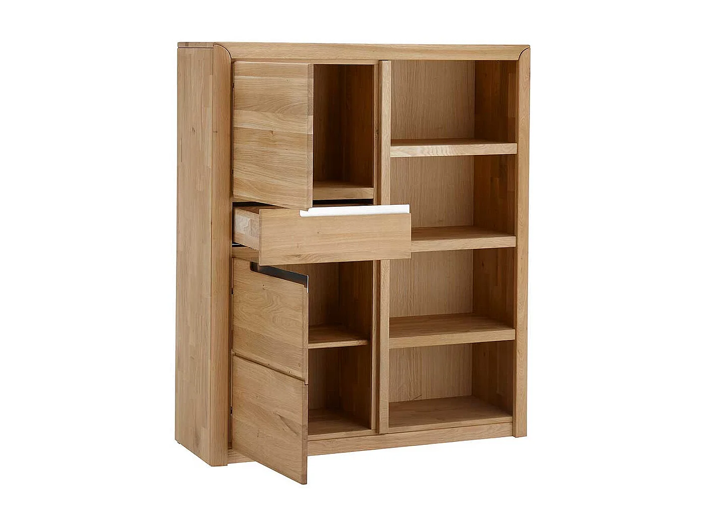 Echtholz Regal in Eiche Bianco geölt und gewachst zwei Türen