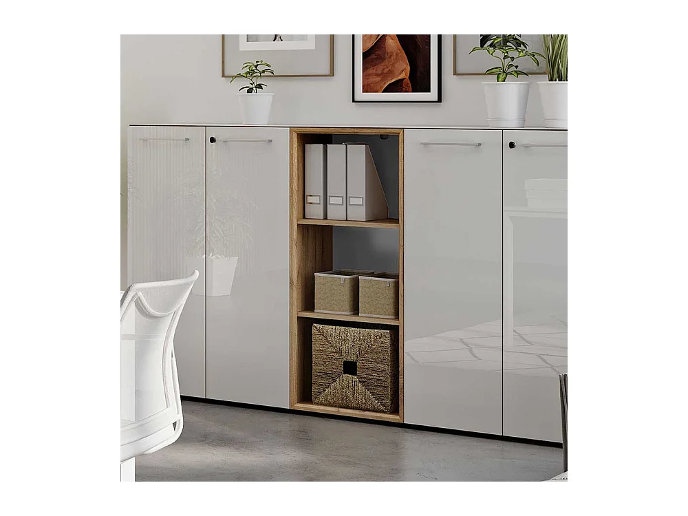 Ordnerregal in Weiß und Wildeiche Optik 50 cm breit