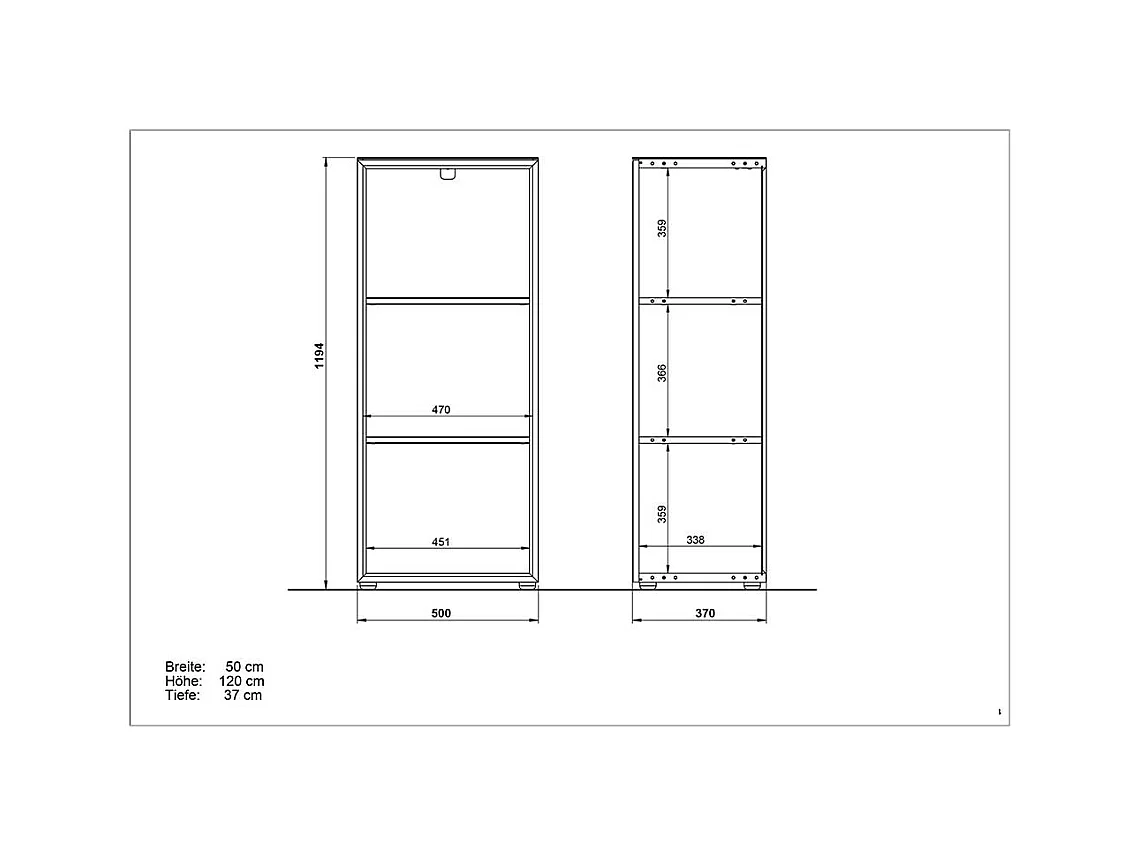 Ordnerregal in Weiß und Wildeiche Optik 50 cm breit