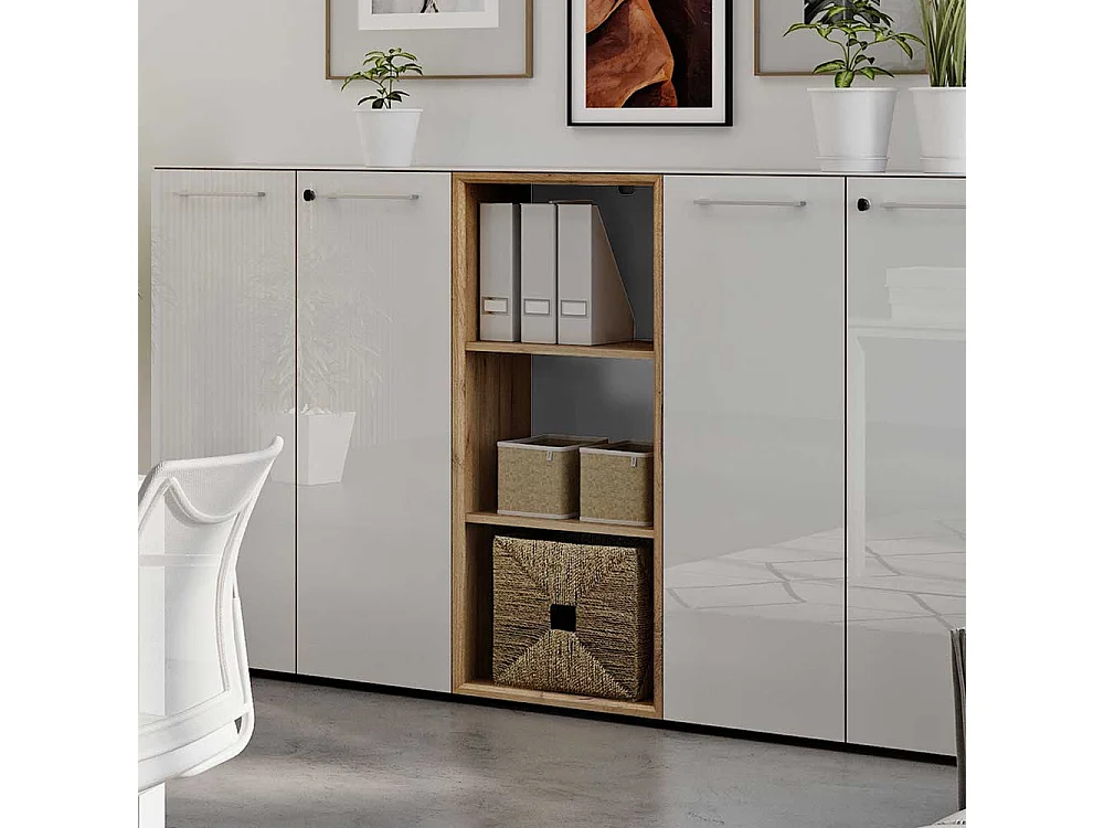 Ordnerregal in Weiß und Wildeiche Optik 50 cm breit