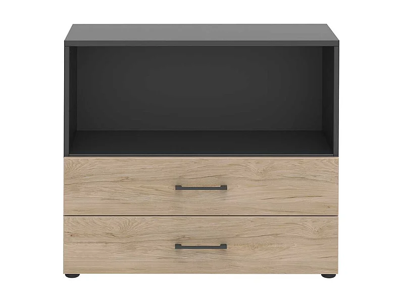 B�roregal f�r Akten in Anthrazit Hickory Holzoptik