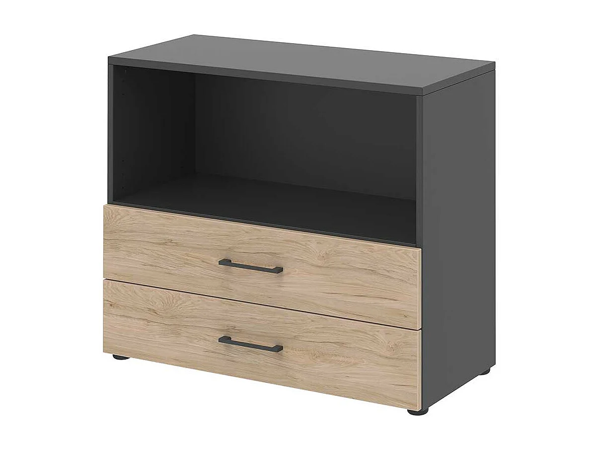 B�roregal f�r Akten in Anthrazit Hickory Holzoptik