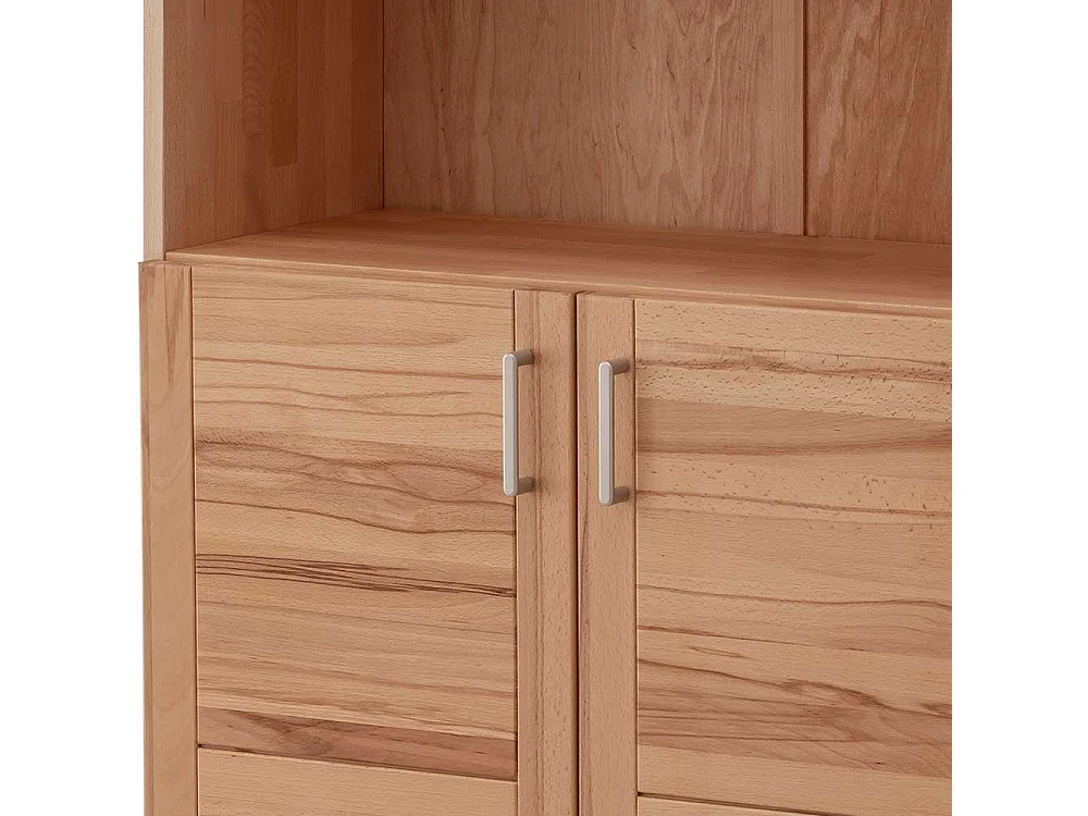 Arbeitszimmerregal mit Türen aus Kernbuche und Buche Massivholz 186 cm hoch