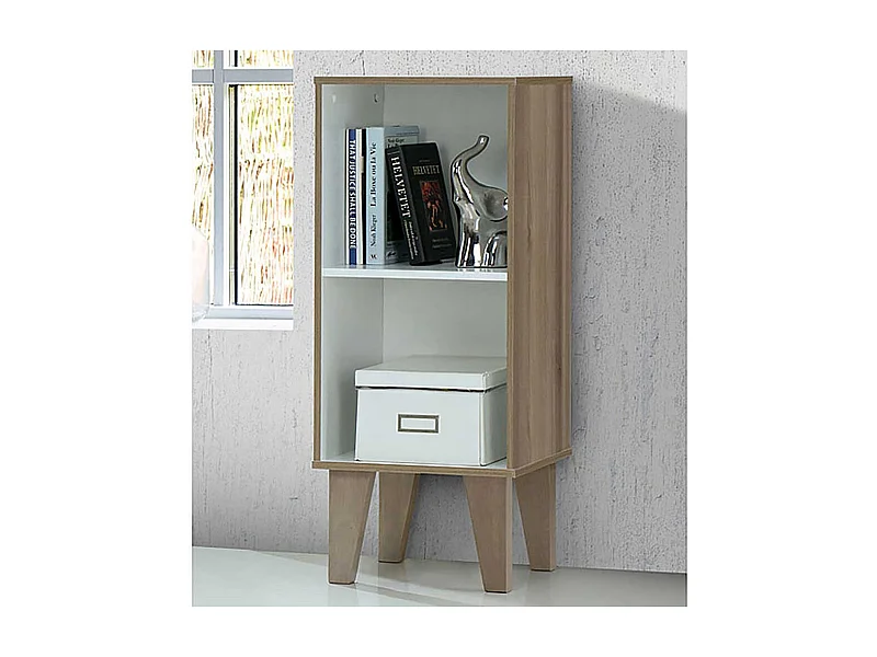 Kleines Bücher Regal in Birkefarben und Weiß 79 cm hoch