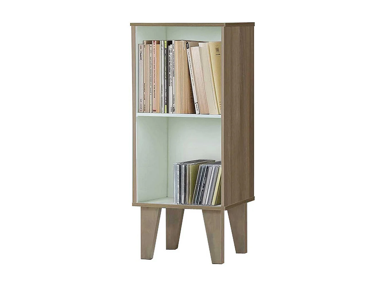 Kleines Bücher Regal in Birkefarben und Weiß 79 cm hoch