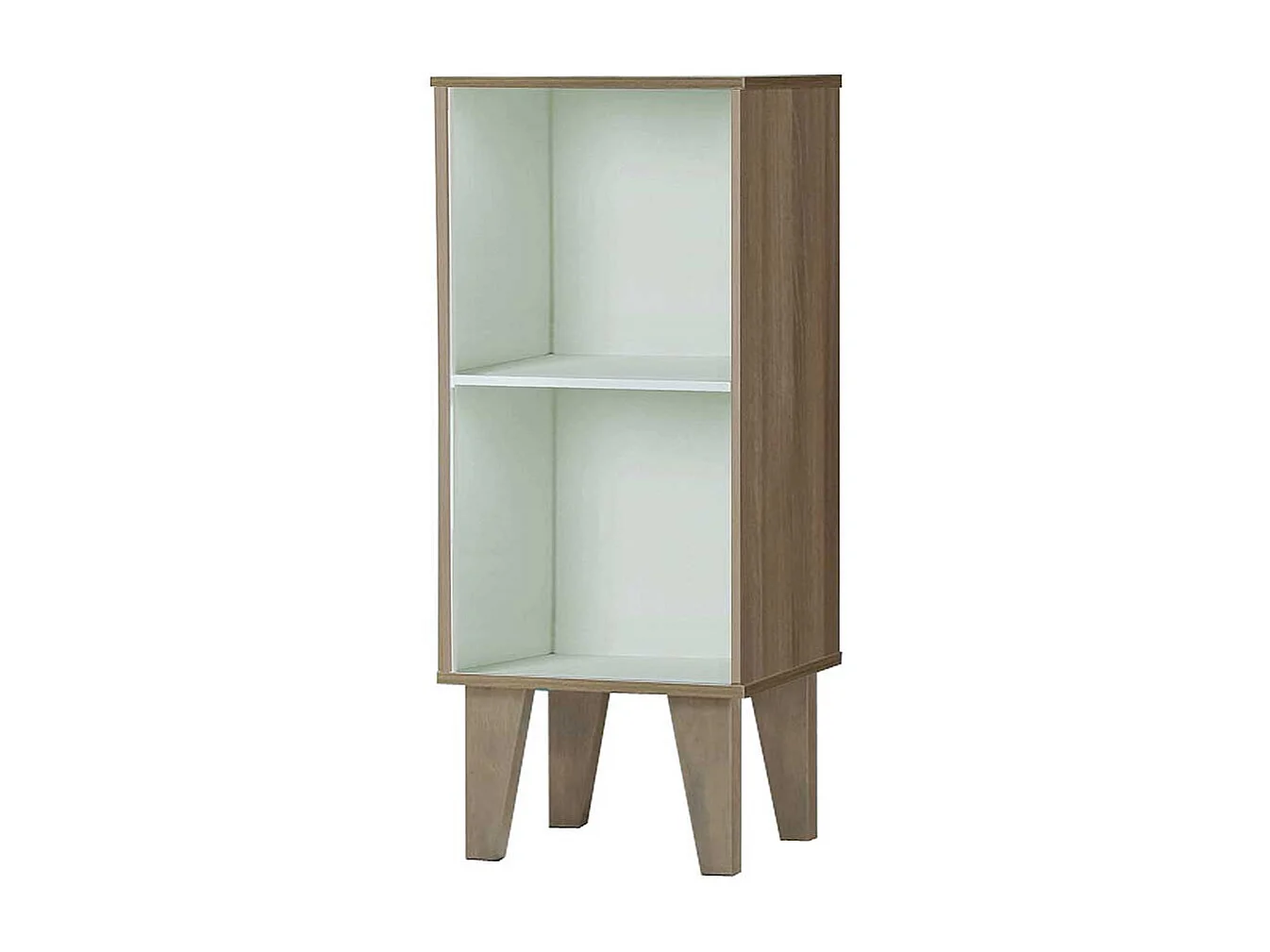 Kleines Bücher Regal in Birkefarben und Weiß 79 cm hoch