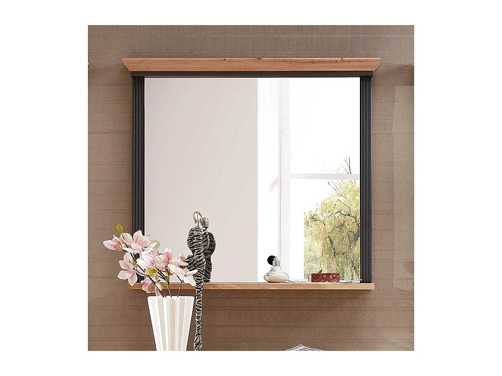 Garderoben Spiegel in Dunkelgrau und Eichefarben Landhausstil