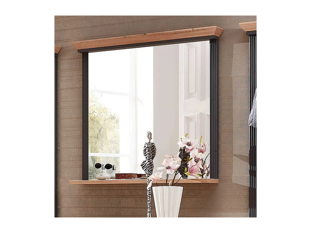 Garderoben Spiegel in Dunkelgrau und Eichefarben Landhausstil