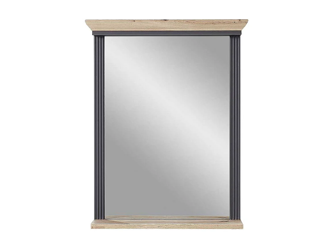 Garderoben Spiegel in Dunkelgrau und Eichefarben Landhausstil