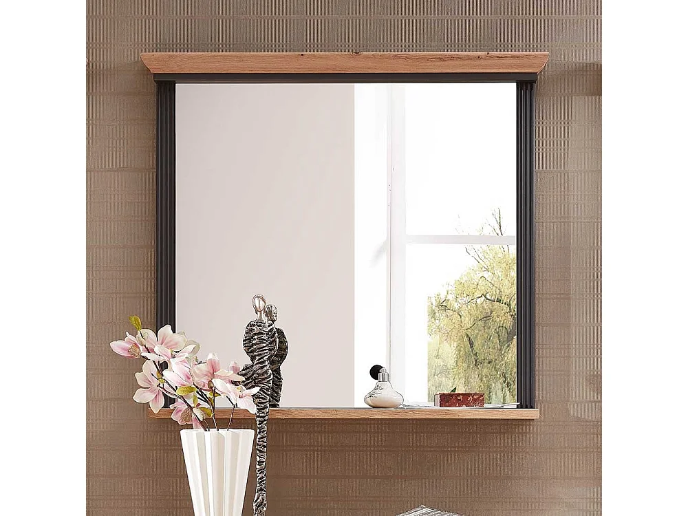 Garderoben Spiegel in Dunkelgrau und Eichefarben Landhausstil