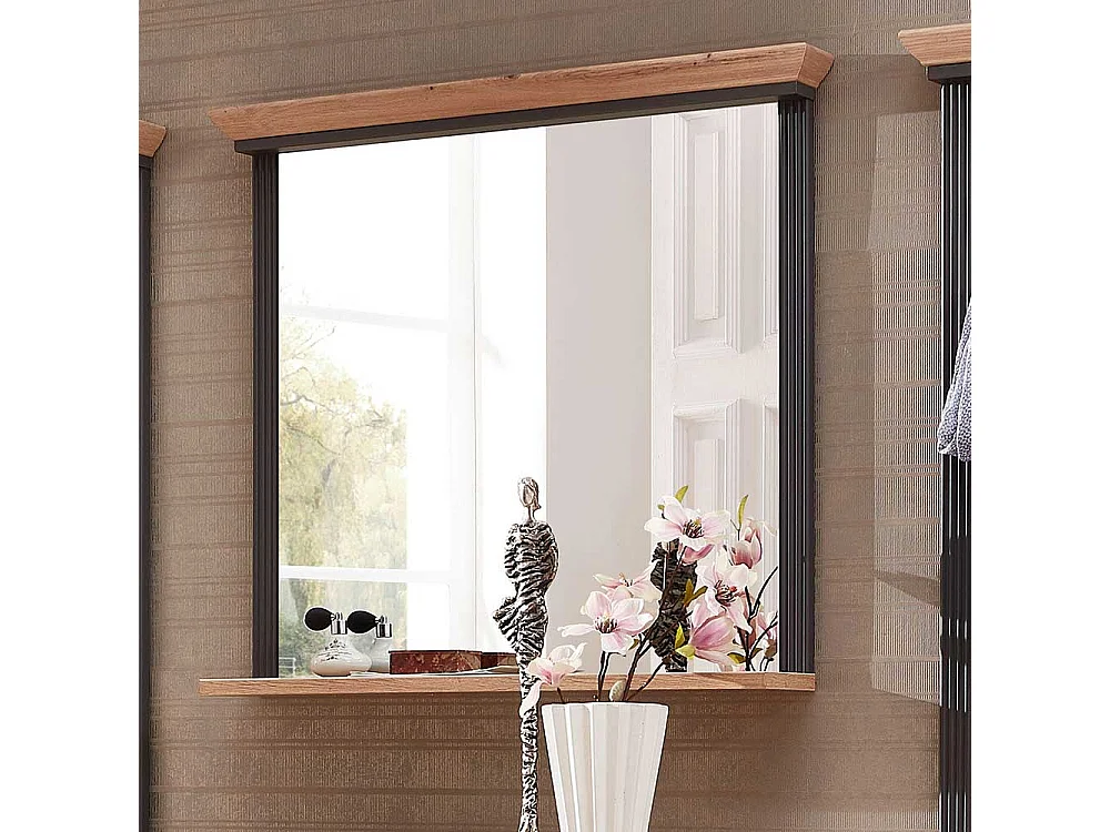 Garderoben Spiegel in Dunkelgrau und Eichefarben Landhausstil