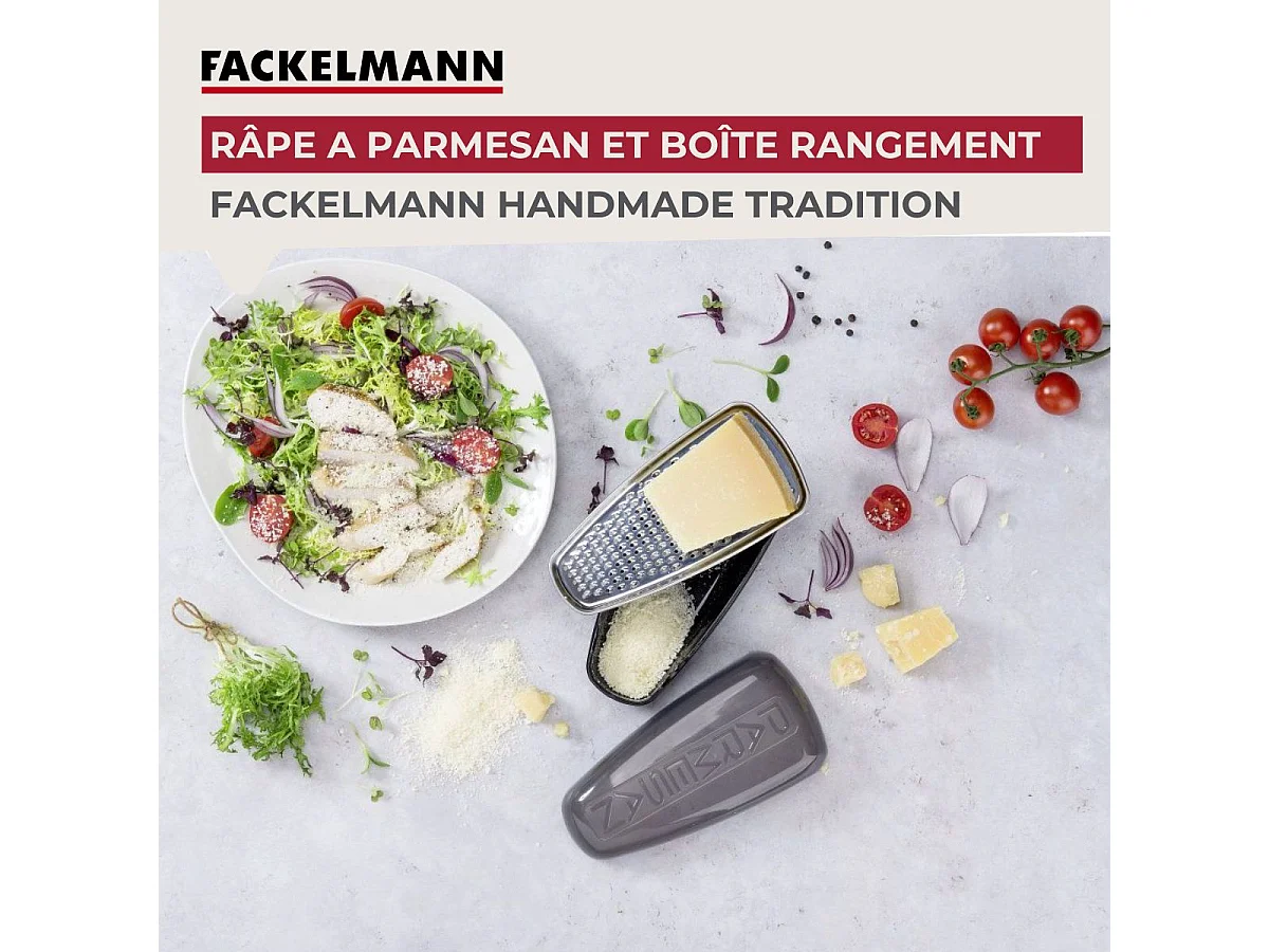 Duo Râpe à zeste longue à gros grain avec couvercle de protection 42 cm et Râpe à parmesan et sa boîte de rangement 19 cm FM Professional Gourmet